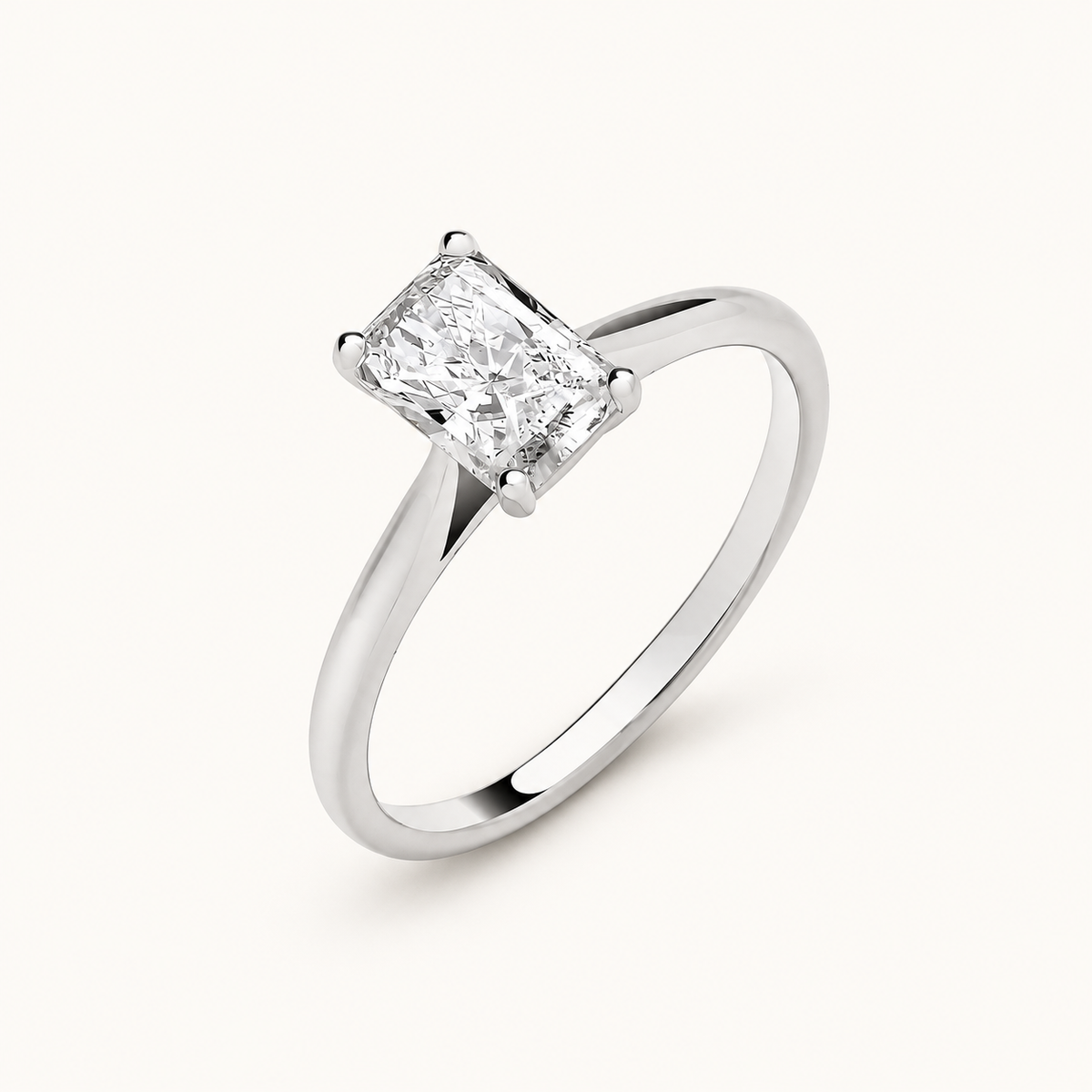 18ct White Gold 1.00ctw Radiant Lab Grown Diamond Ring IGI Certified — LGDR039