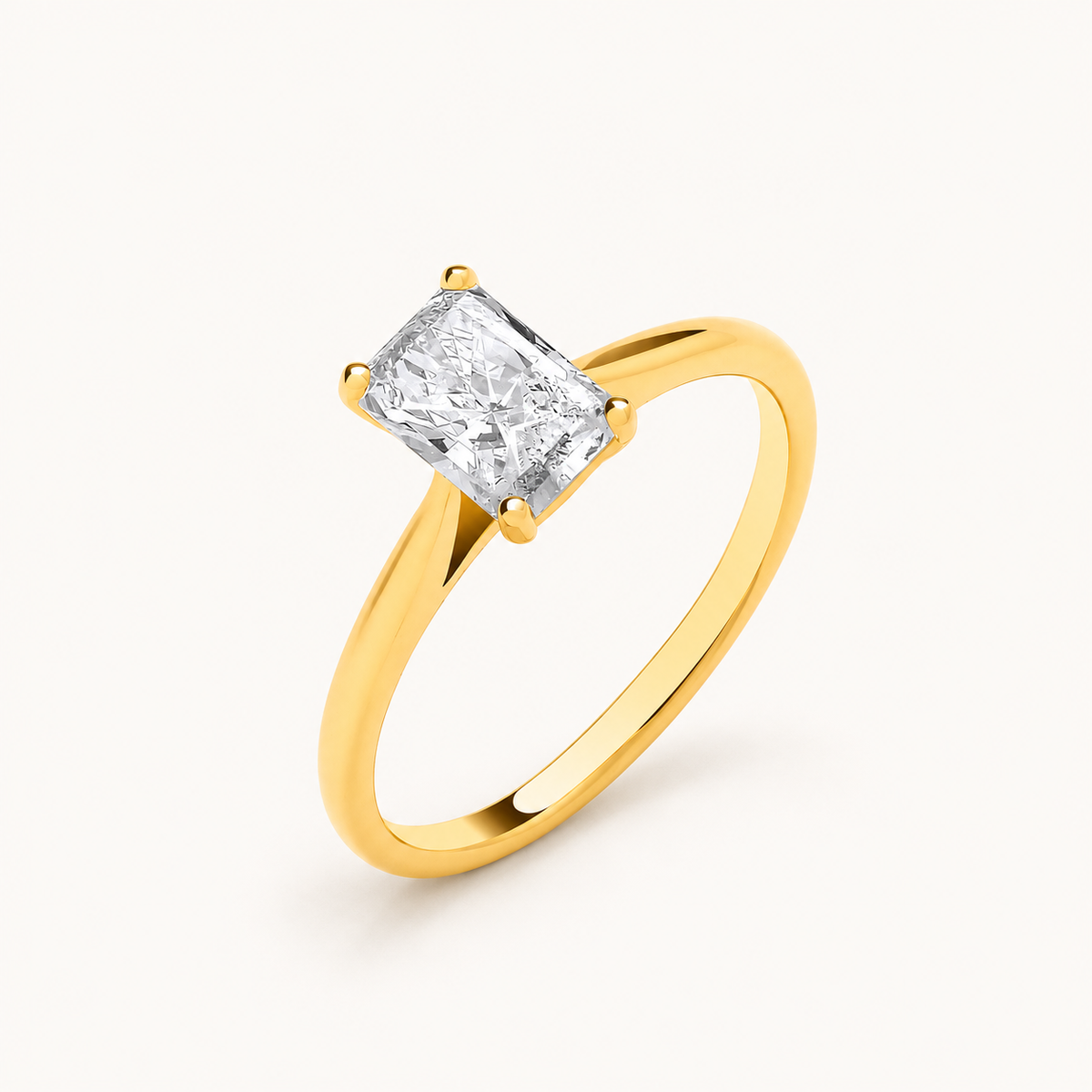 18ct Yellow Gold 1.00ctw Radiant Lab Grown Diamond Ring IGI Certified — LGDR048