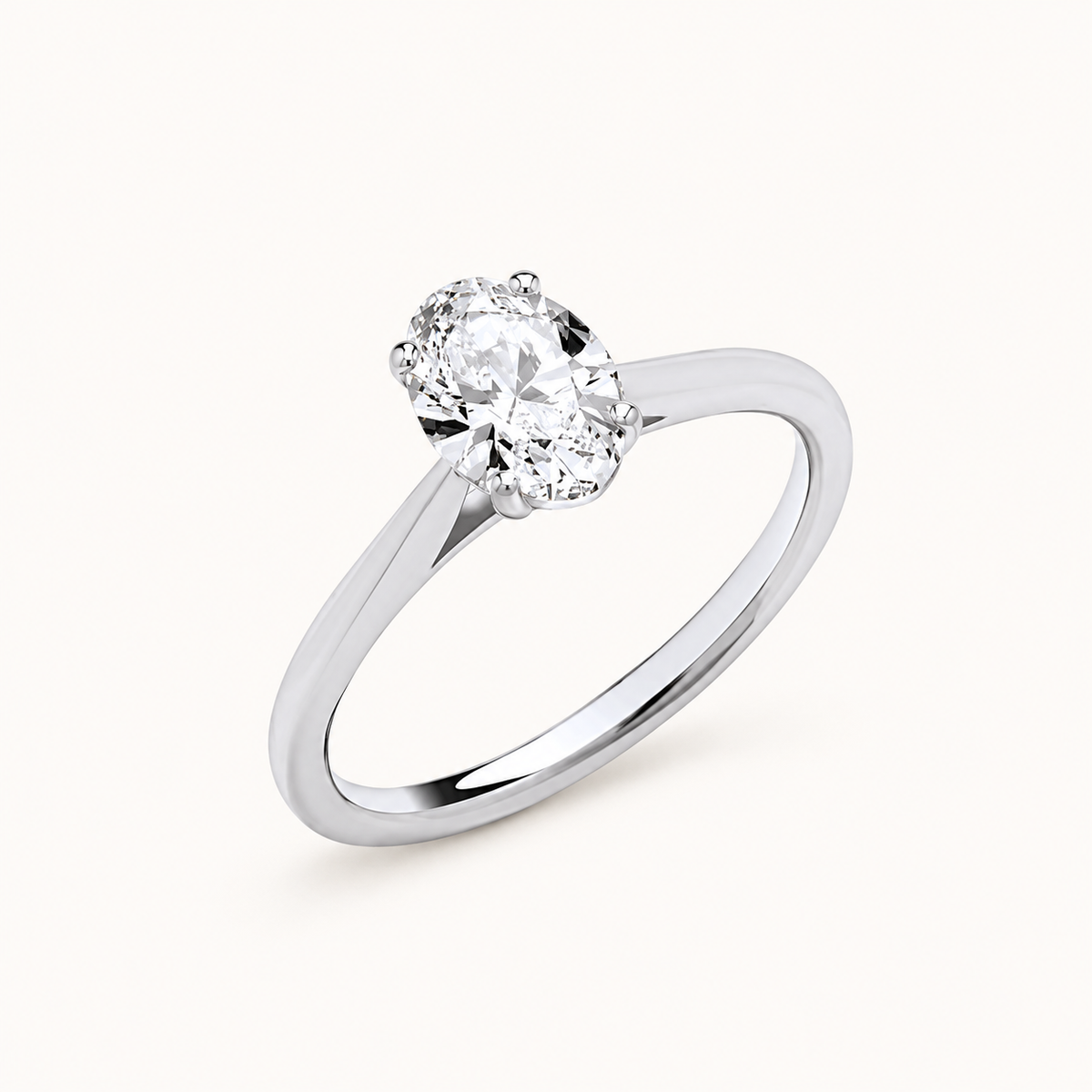 9ct White Gold 1.00ctw Oval Cut Lab Grown Diamond Ring IGI Certified — LGDR057