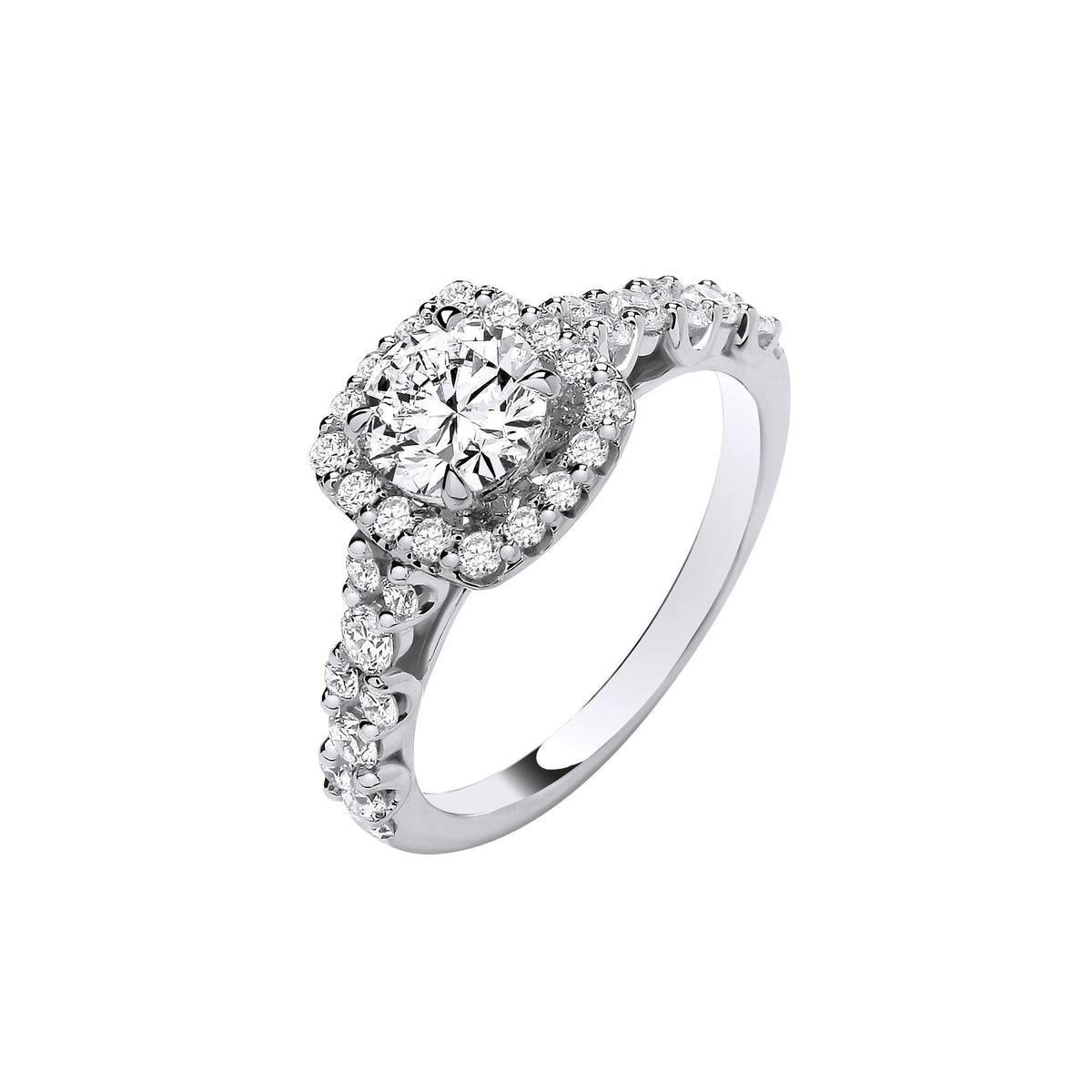 9ct White Gold 1.75ctw Brilliant Cut Halo Lab Grown Dress Ring IGI Certified