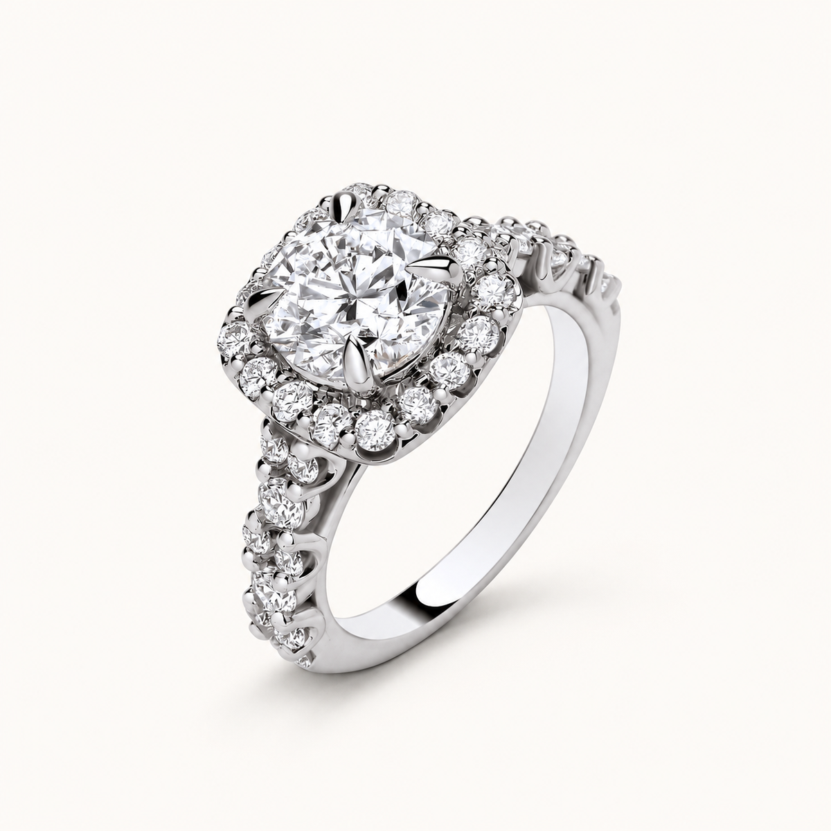 9ct White Gold 3.05ctw Brilliant Cut Halo Lab Grown Dress Ring IGI Certified — LGDR066