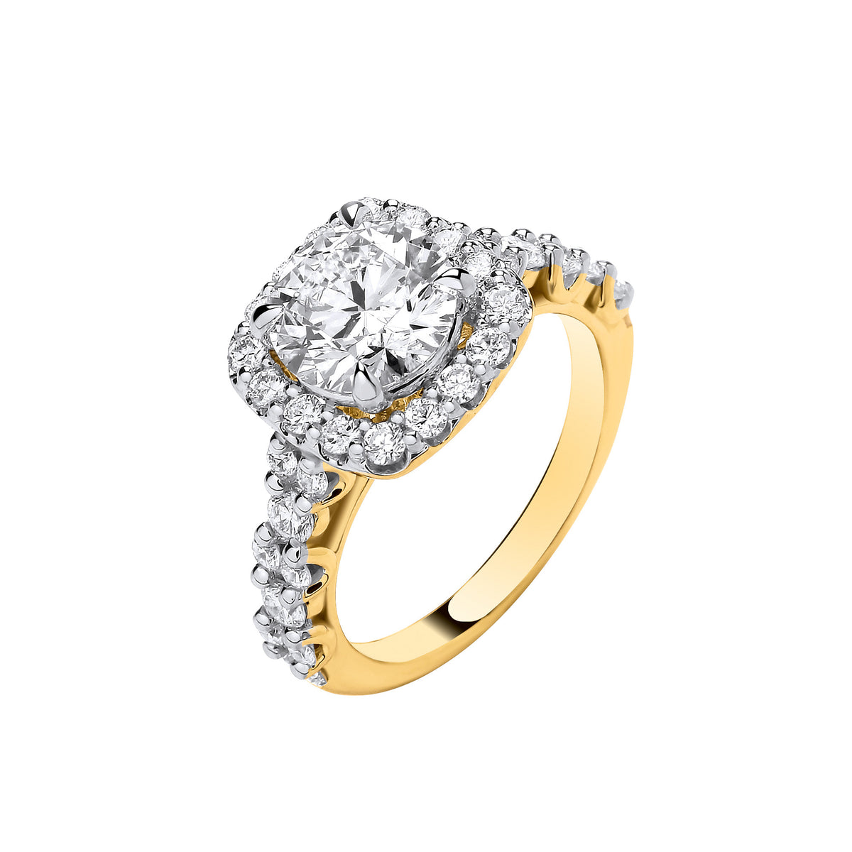 9ct Yellow Gold 3.05ctw Brilliant Cut Halo Lab Grown Dress Ring IGI Certified