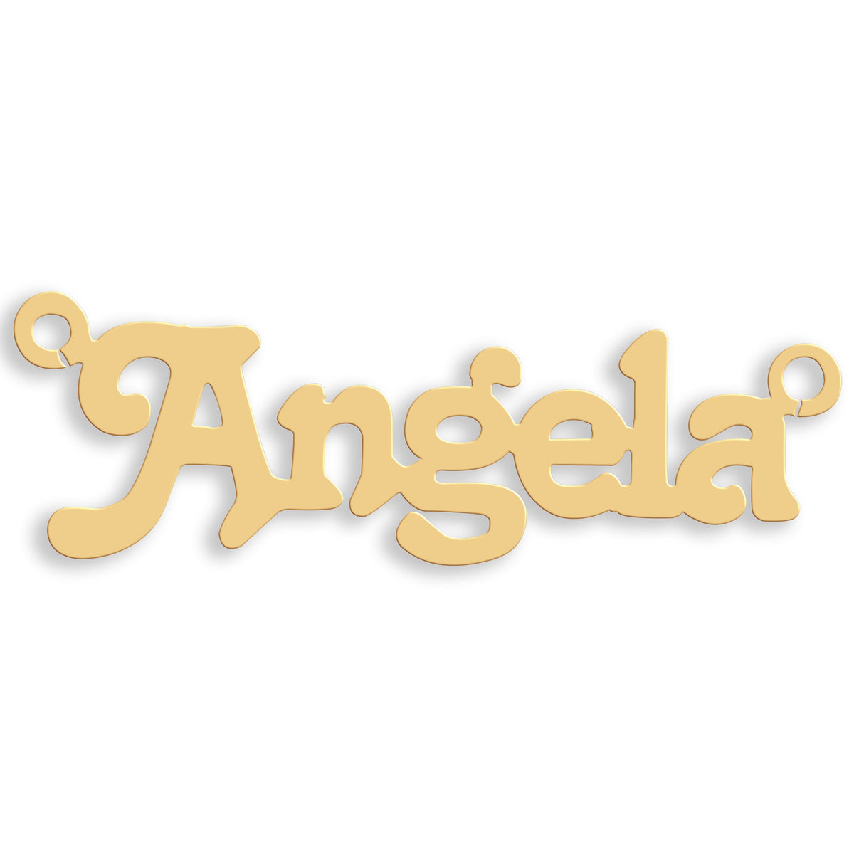 Small Terra nameplate in 9ct yellow gold showing the example name Angela