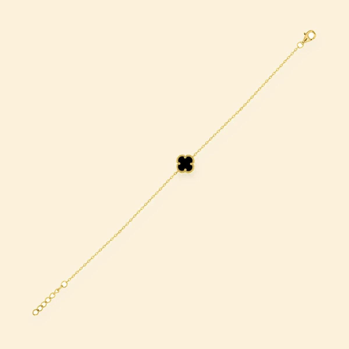 Gold Plated Sterling Silver Onyx Clover Bracelet – ABB223-GP