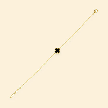 Gold Plated Sterling Silver Onyx Clover Bracelet – ABB223-GP