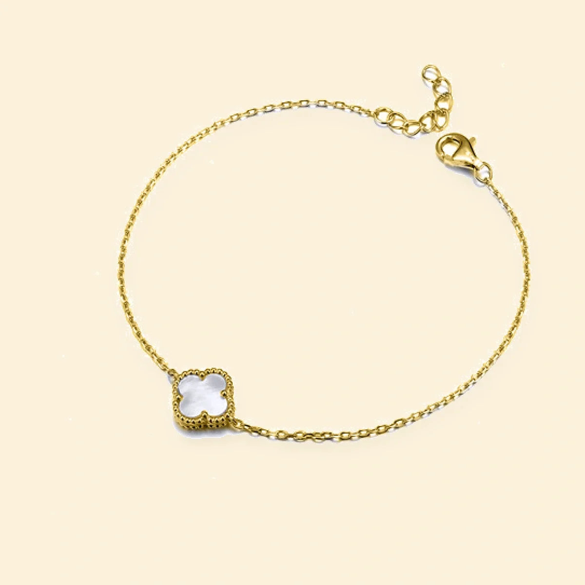 Gold Plated Sterling Silver MOP Clover Bracelet – ABB224-GP