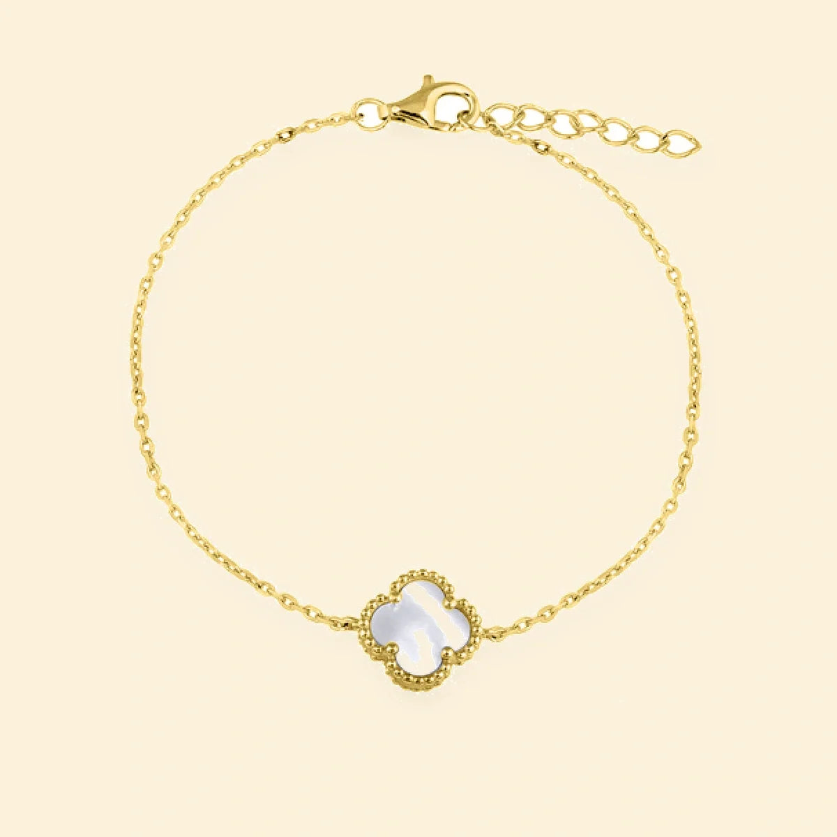 Gold Plated Sterling Silver MOP Clover Bracelet – ABB224-GP