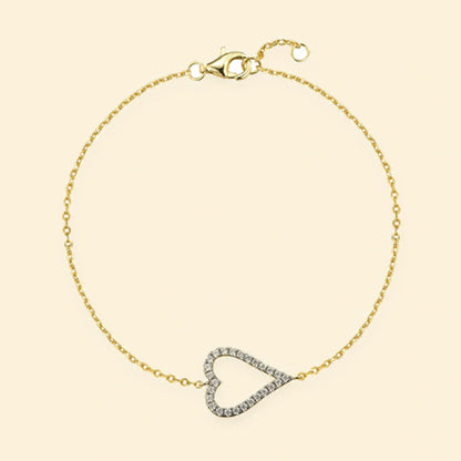Gold Plated Sterling Silver CZ Set Heart Bracelet – ABB228