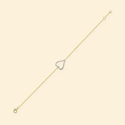 Gold Plated Sterling Silver CZ Set Heart Bracelet – ABB228