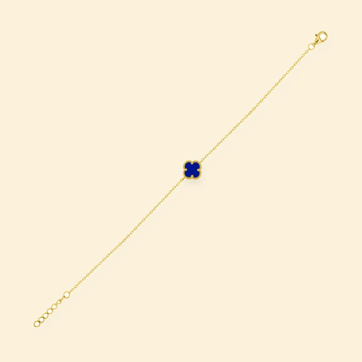 Gold Plated Sterling Silver Single Blue Agate Clover Bracelet – ABB233-GP