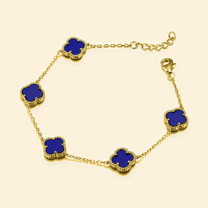 Gold Plated Sterling Silver Blue Agate Clover Bracelet – ABB234-GP