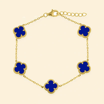 Gold Plated Sterling Silver Blue Agate Clover Bracelet – ABB234-GP