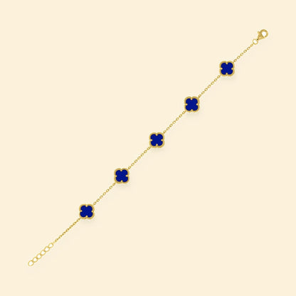 Gold Plated Sterling Silver Blue Agate Clover Bracelet – ABB234-GP