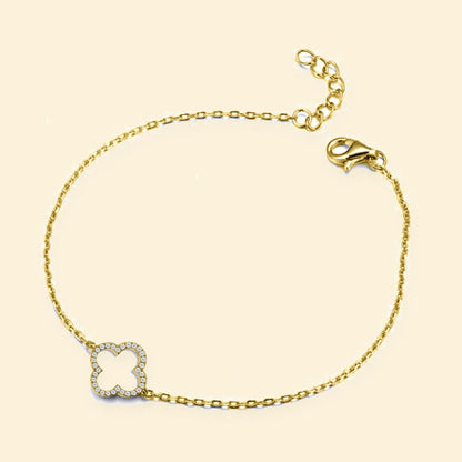 Gold Plated Sterling Silver Plated CZ Set Clover Bracelet – ABB235-GP
