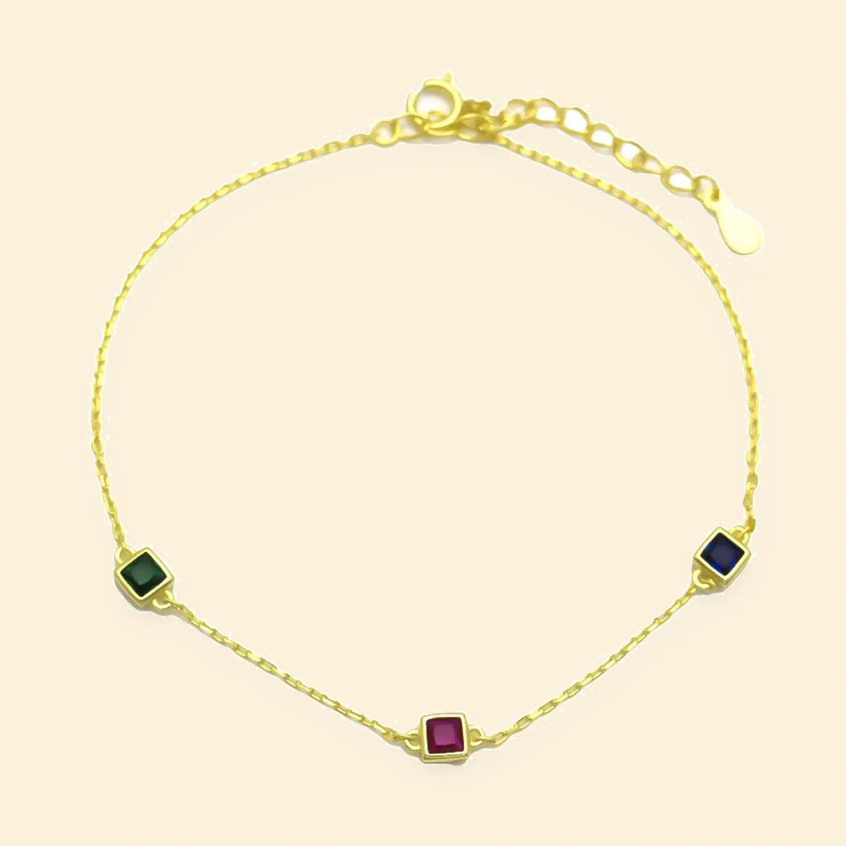 Gold Plated Sterling Silver Multi CZ Square Bracelet – ABB262-GP