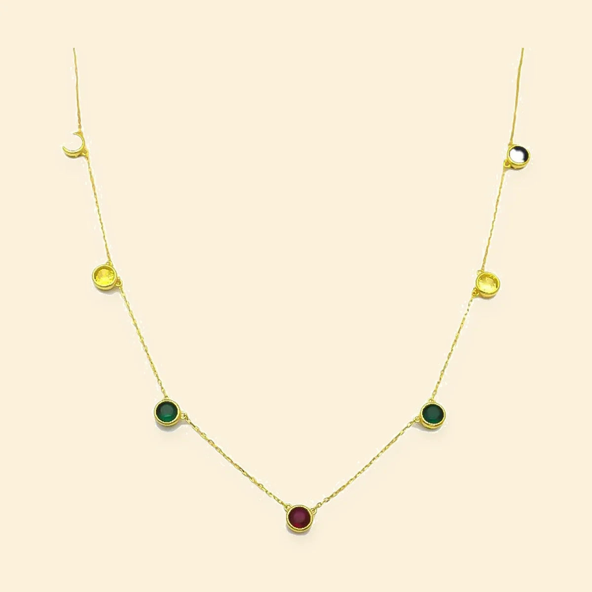 Gold Plated Sterling Silver Multi CZ Station Necklace – ABB275-GP