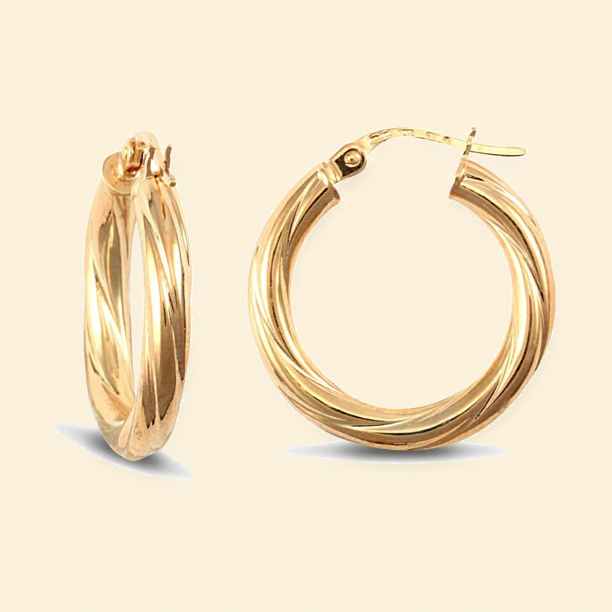 Gold Plated Sterling Silver 3mm Round-Tube Twisted Creole Hoop Earrings – AER001B-GP