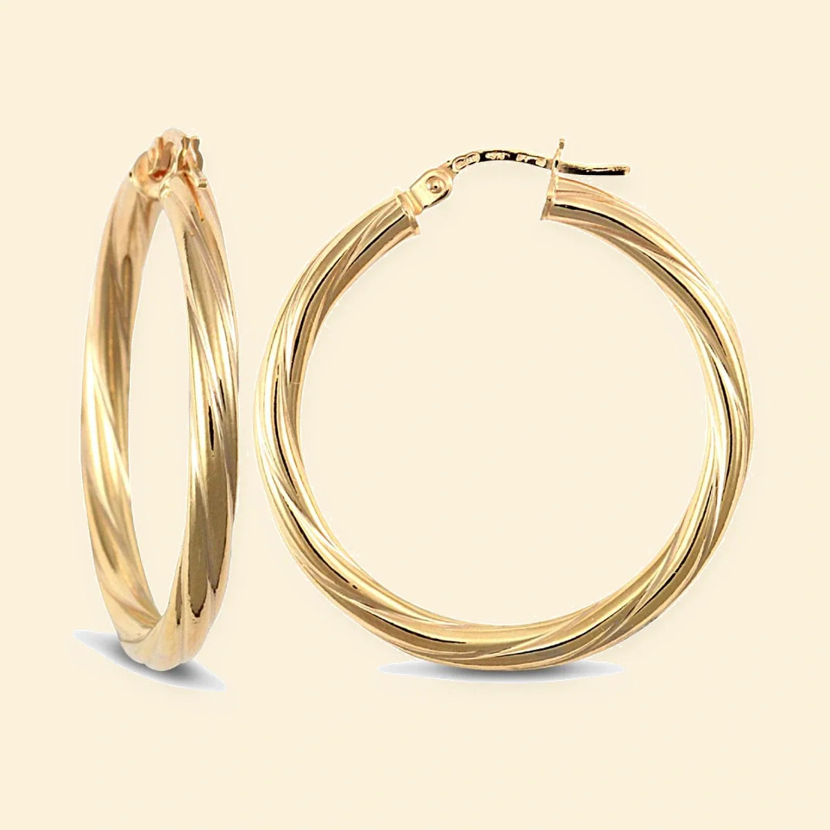Gold Plated Sterling Silver 3mm Round-Tube Twisted Creole Hoop Earrings – AER001D-GP