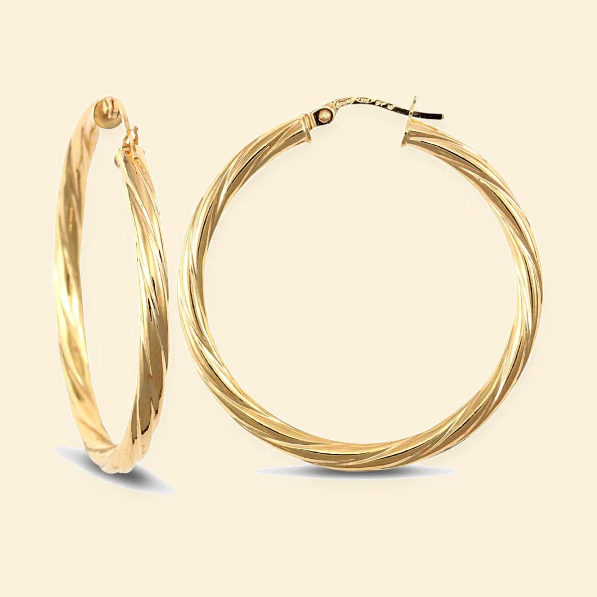 Gold Plated Sterling Silver 3mm Round-Tube Twisted Creole Hoop Earrings – AER001E-GP