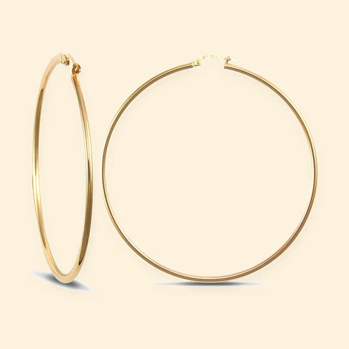 Gold Plated Sterling Silver 2mm Polished Creole Hoop Earrings – AER008B-GP