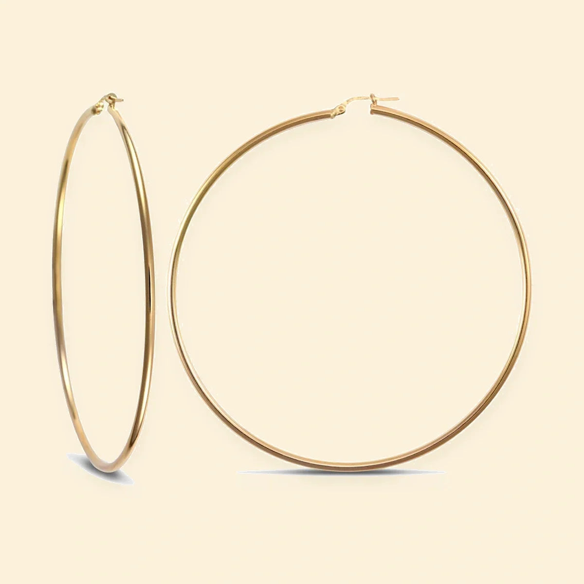 Gold Plated Sterling Silver 2mm Polished Creole Hoop Earrings – AER008C-GP