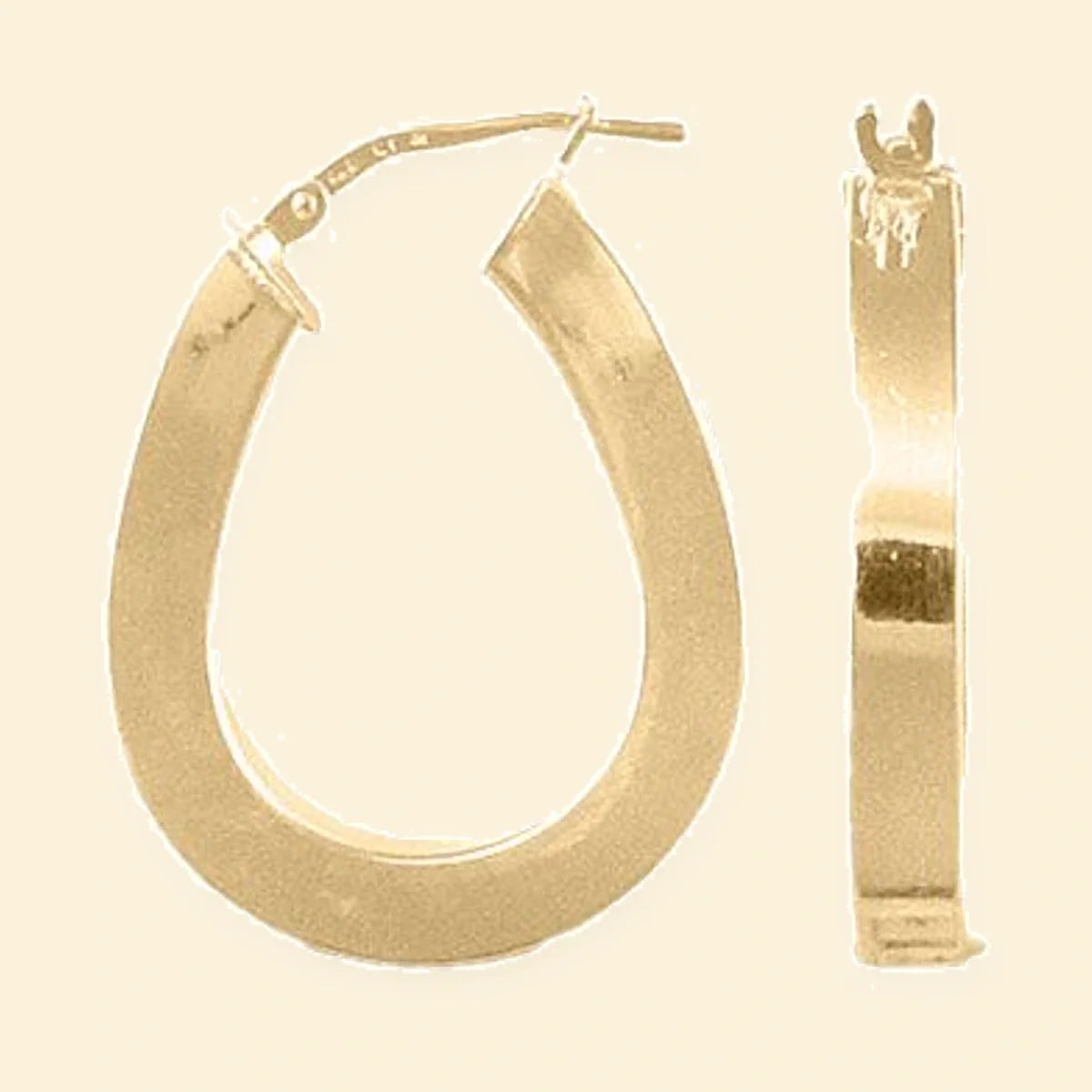 Gold Plated Sterling Silver Oval Square Tube Hoop Earrings – AER017-GP