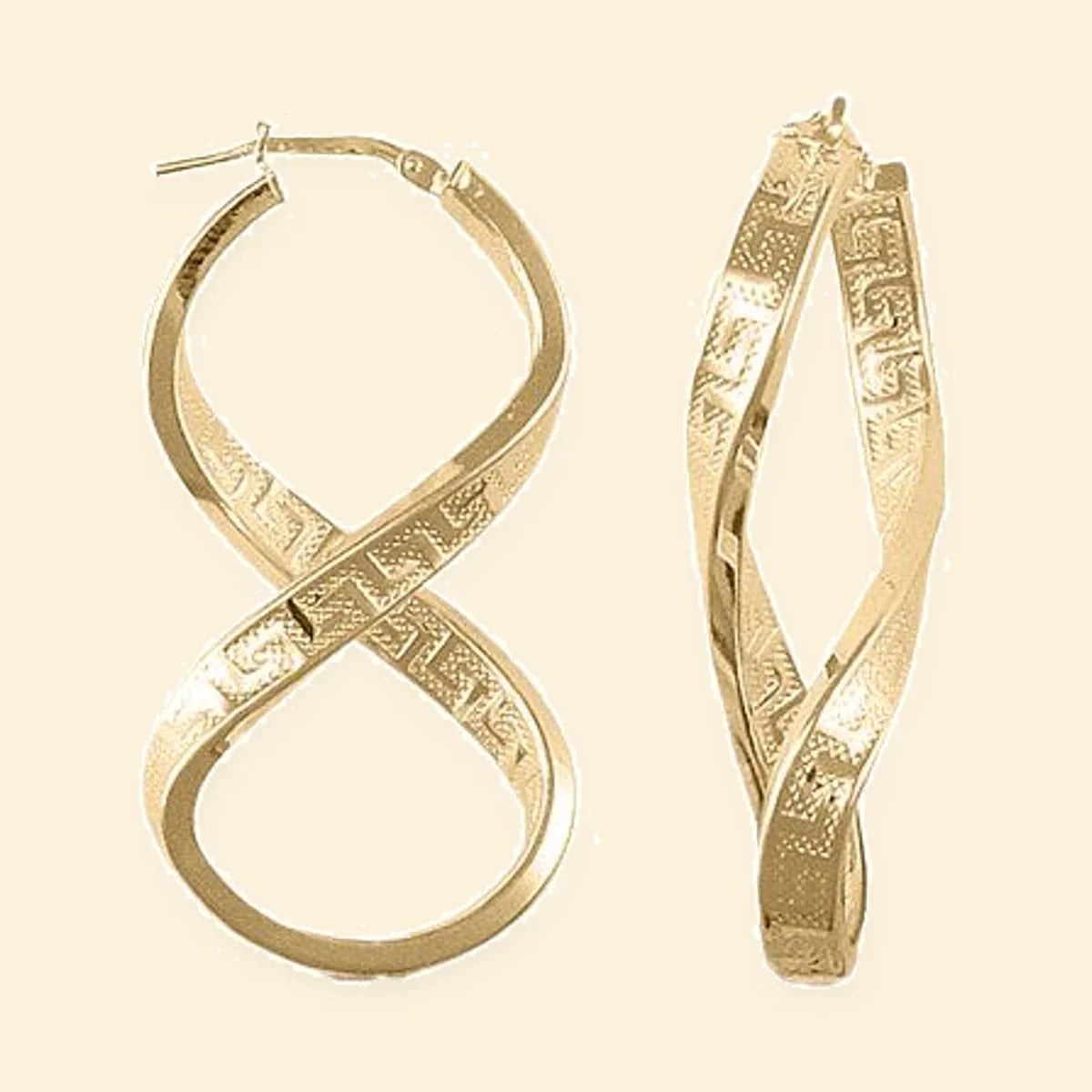Gold Plated Sterling Silver Greek Key Figure Of Eight Hoop Earrings – AER030-GP