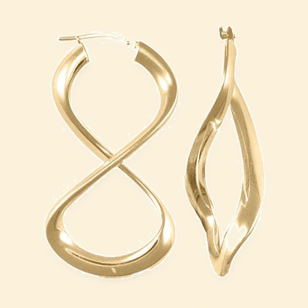 Gold Plated Sterling Silver Polished Figure Of Eight Hoop Earrings – AER031-GP