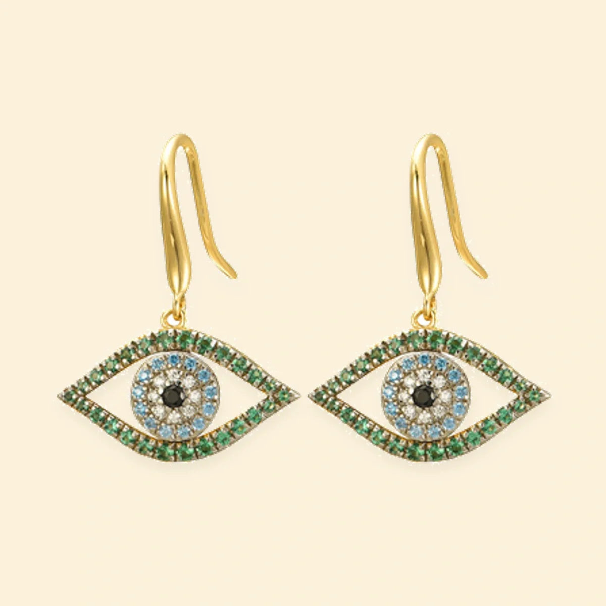 Gold Plated Sterling Silver CZ SetEvil Eye Earrings – AER175