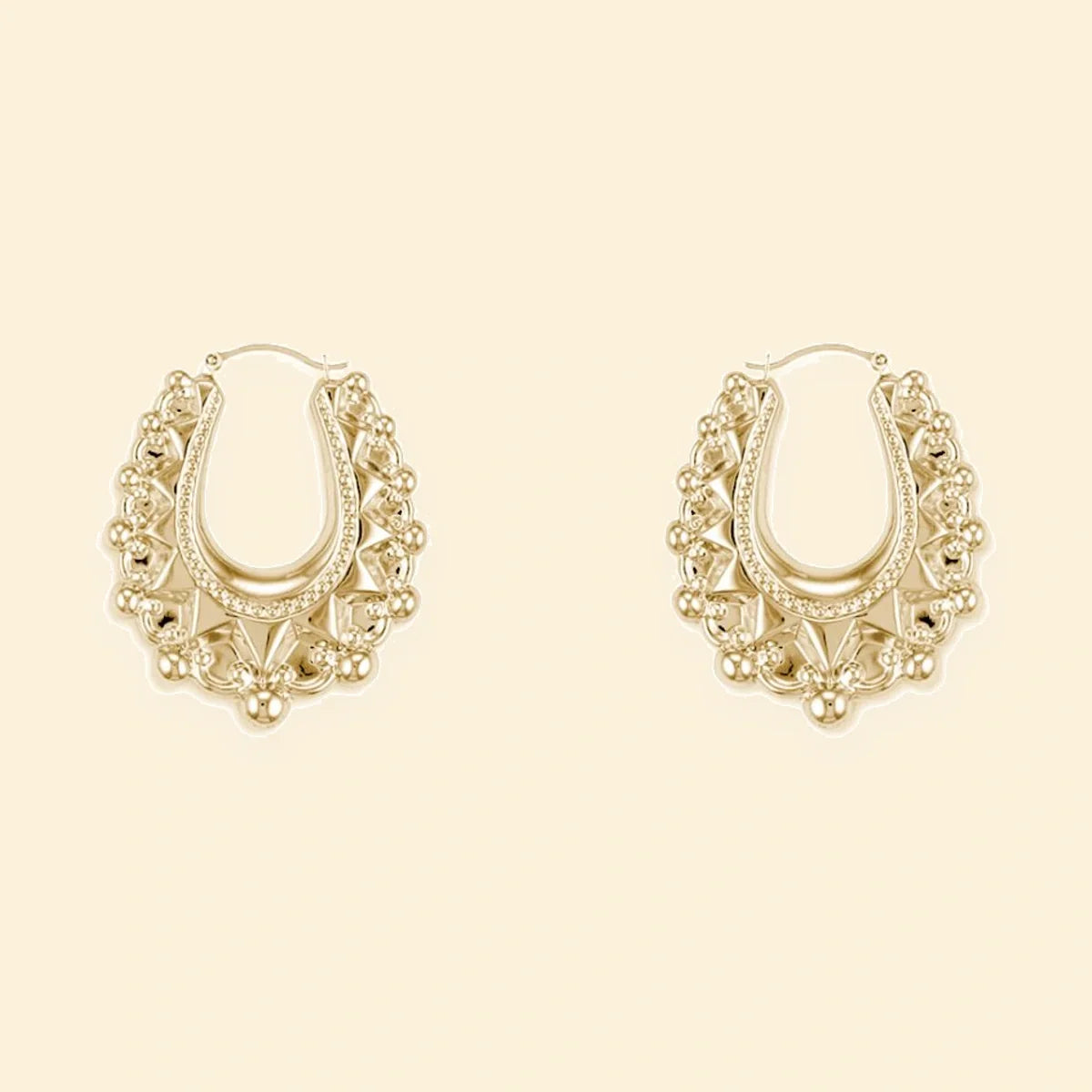 Gold Plated Sterling Silver Oval Spiked Creole Earrings – AER178A-GP