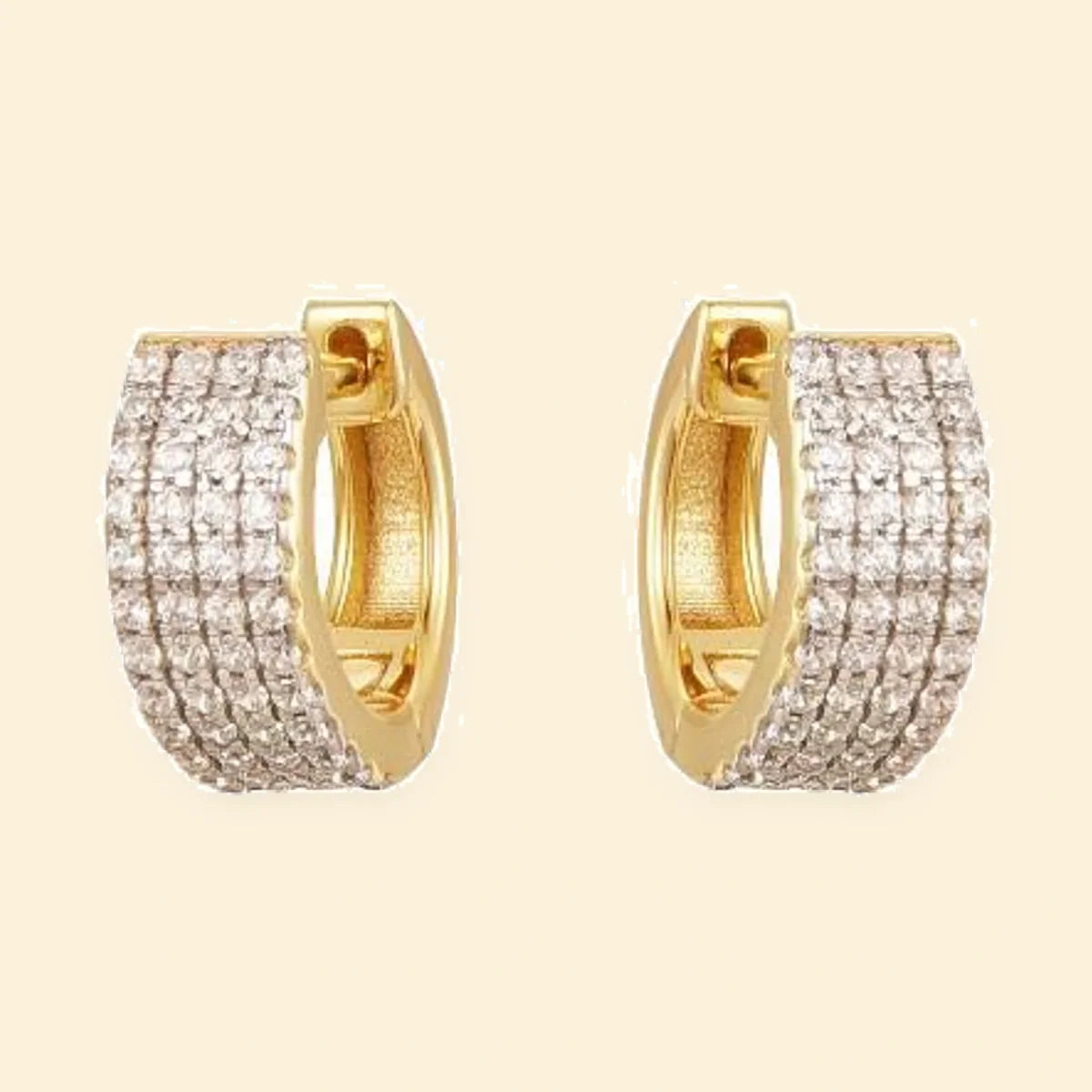 Gold Plated Sterling Silver CZ Huggie Hoops – AER193-GP