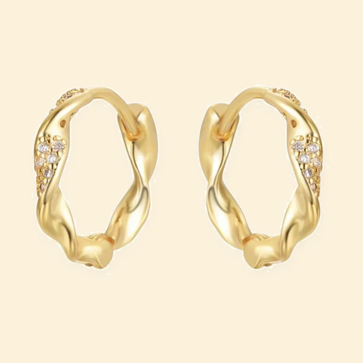 Gold Plated Sterling Silver CZ Twist Hoops – AER196B-GP