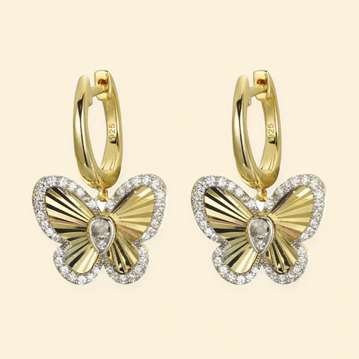 Gold Plated Sterling Silver Butterfly Hoops – AER197-GP