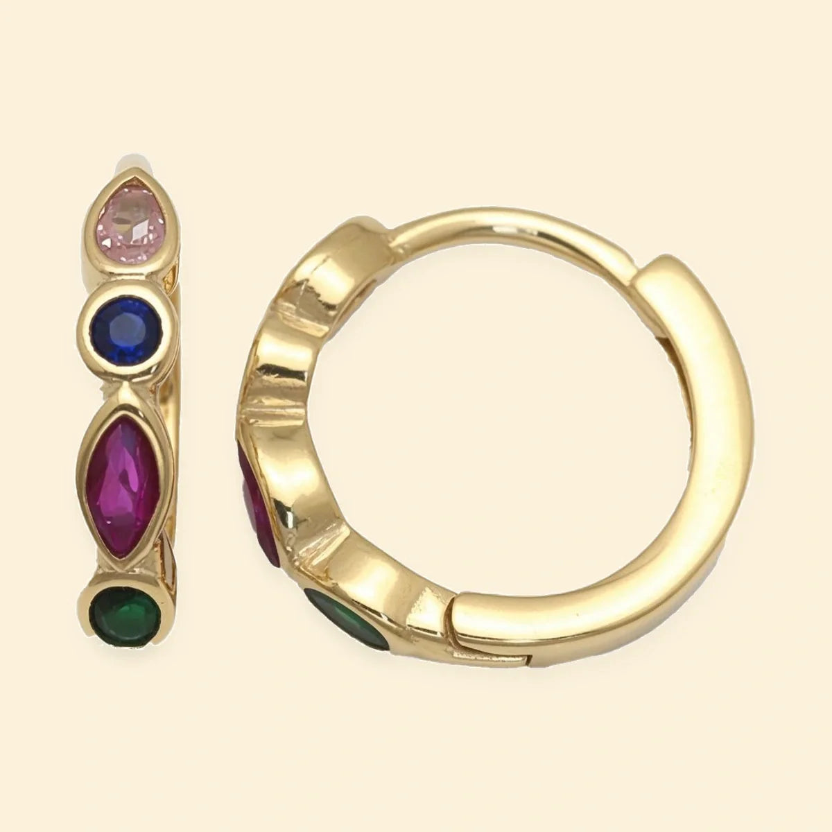 Gold Plated Sterling Silver Multi CZ Hoop Earrings – AER205-GP