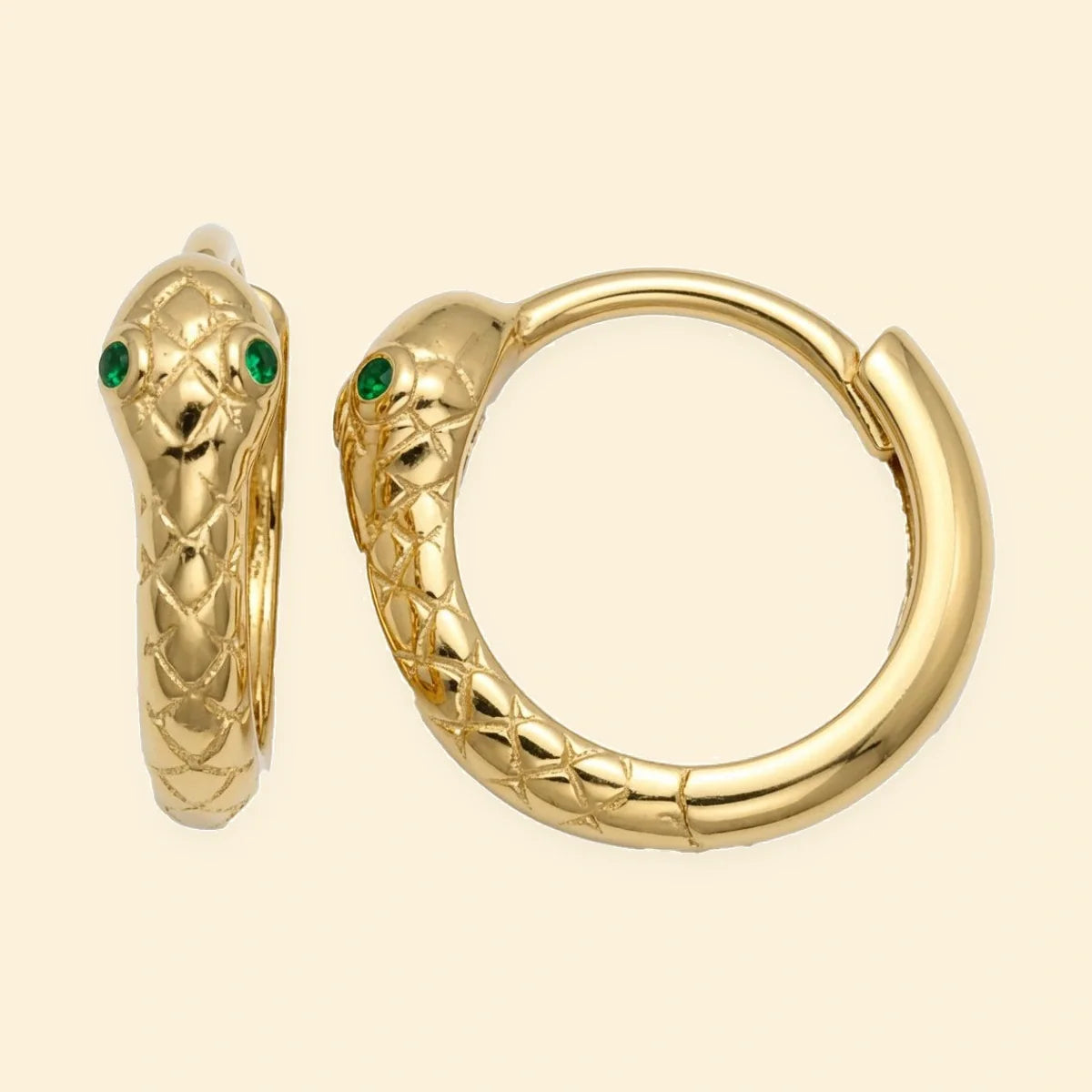 Gold Plated Sterling Silver Snake CZ Hoop Earrings – AER209-GP