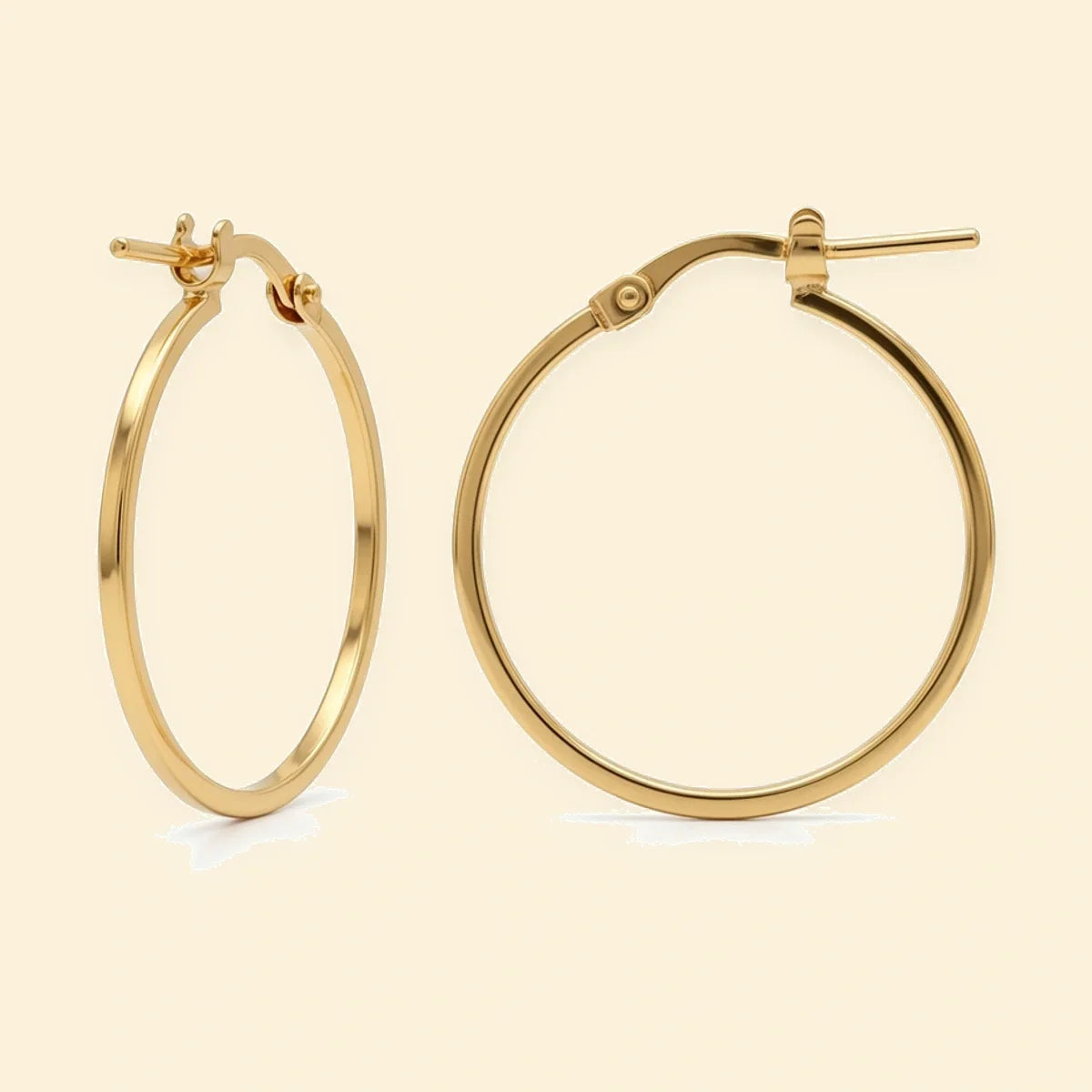 Gold Plated Sterling Silver Square Tube 22mm Hoops – AER272B-GP