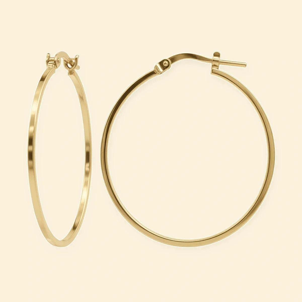 Gold Plated Sterling Silver Square Tube 32mm Hoops – AER272C-GP