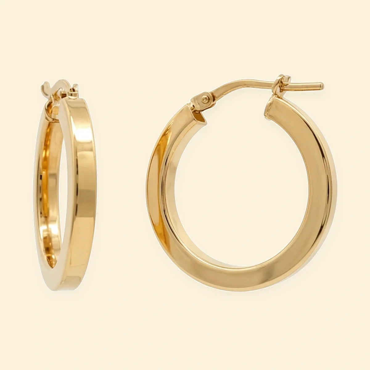 Gold Plated Sterling Silver Square Tube 20mm Hoops – AER273B-GP