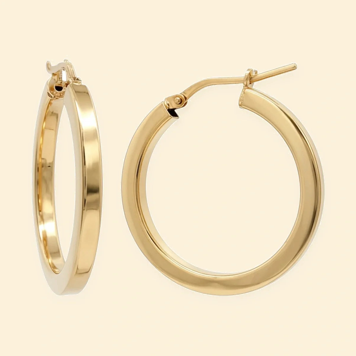 Gold Plated Sterling Silver Square Tube 25mm Hoops – AER273C-GP
