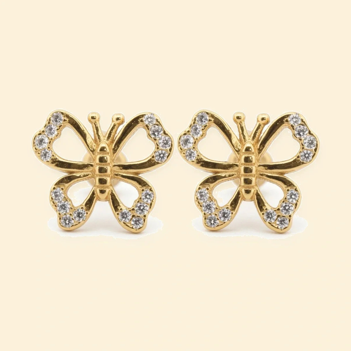Gold Plated Sterling Silver CZ Set Studs – AES207-GP