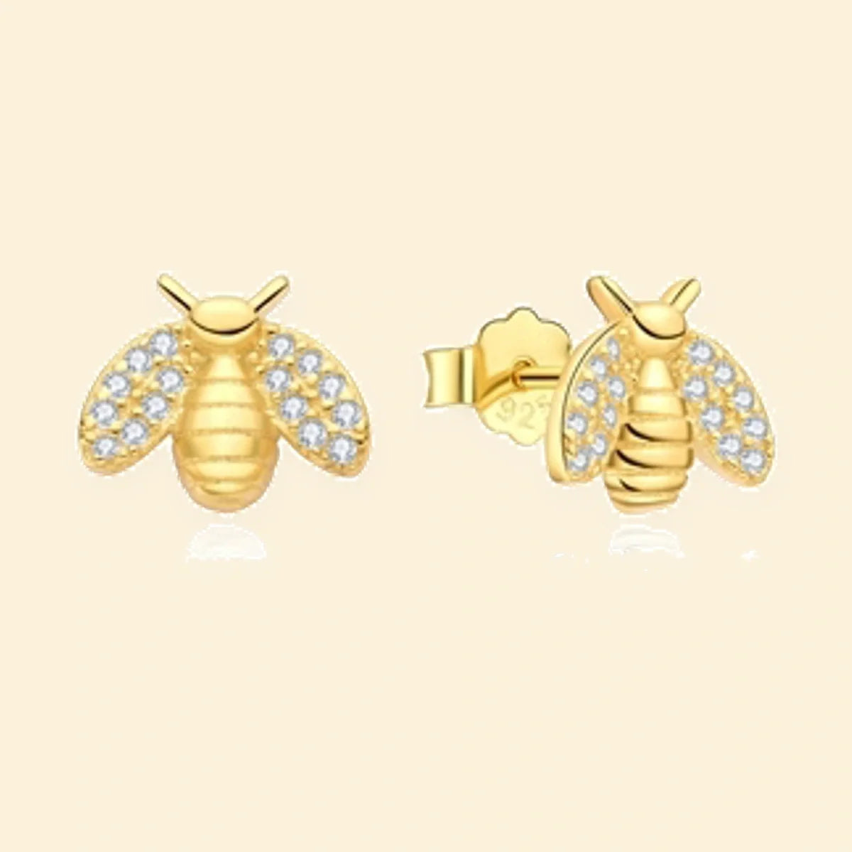 Gold Plated Sterling Silver CZ Set Stud Earrings – AES210