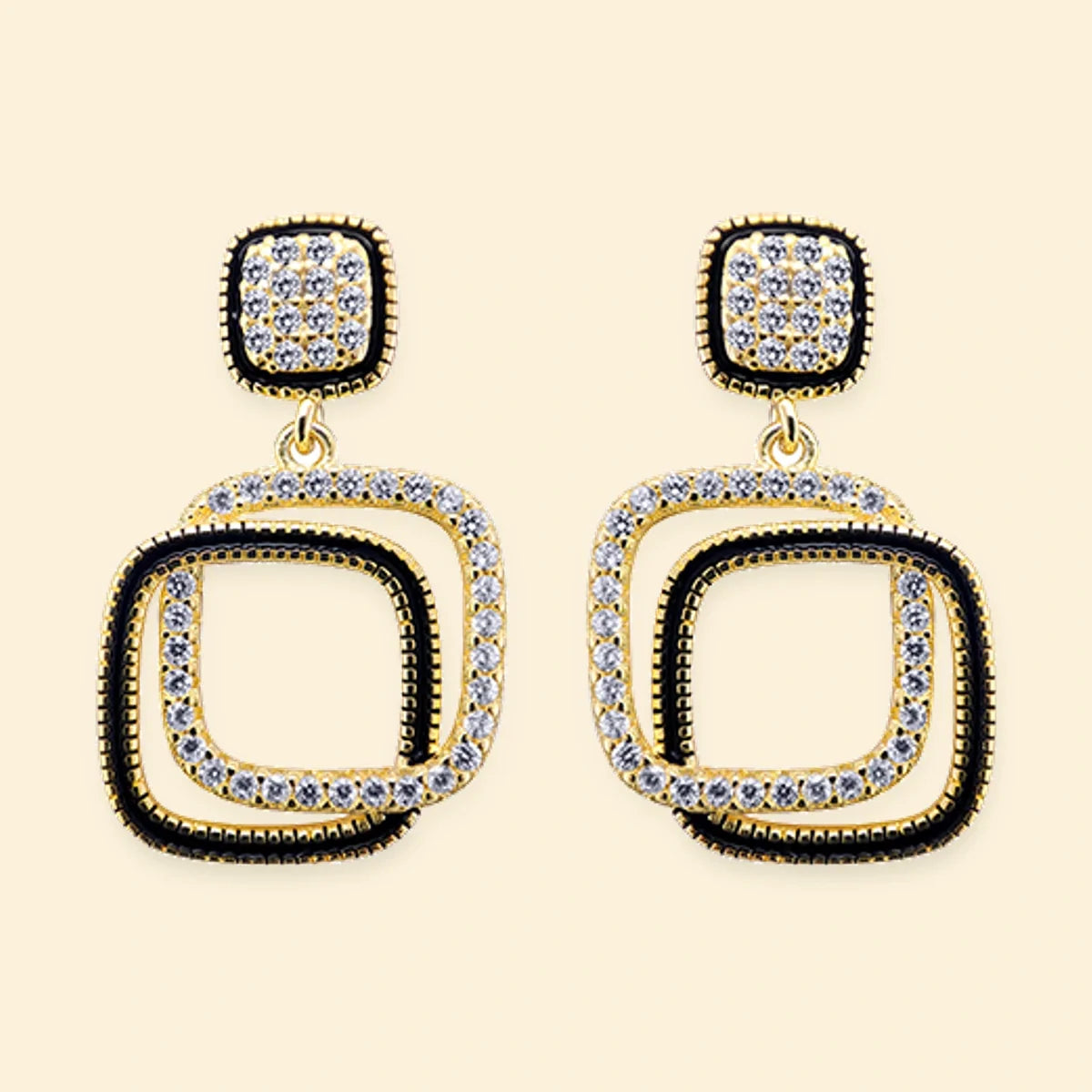 Gold Plated Sterling Silver CZ Set Stud Earrings – AES214