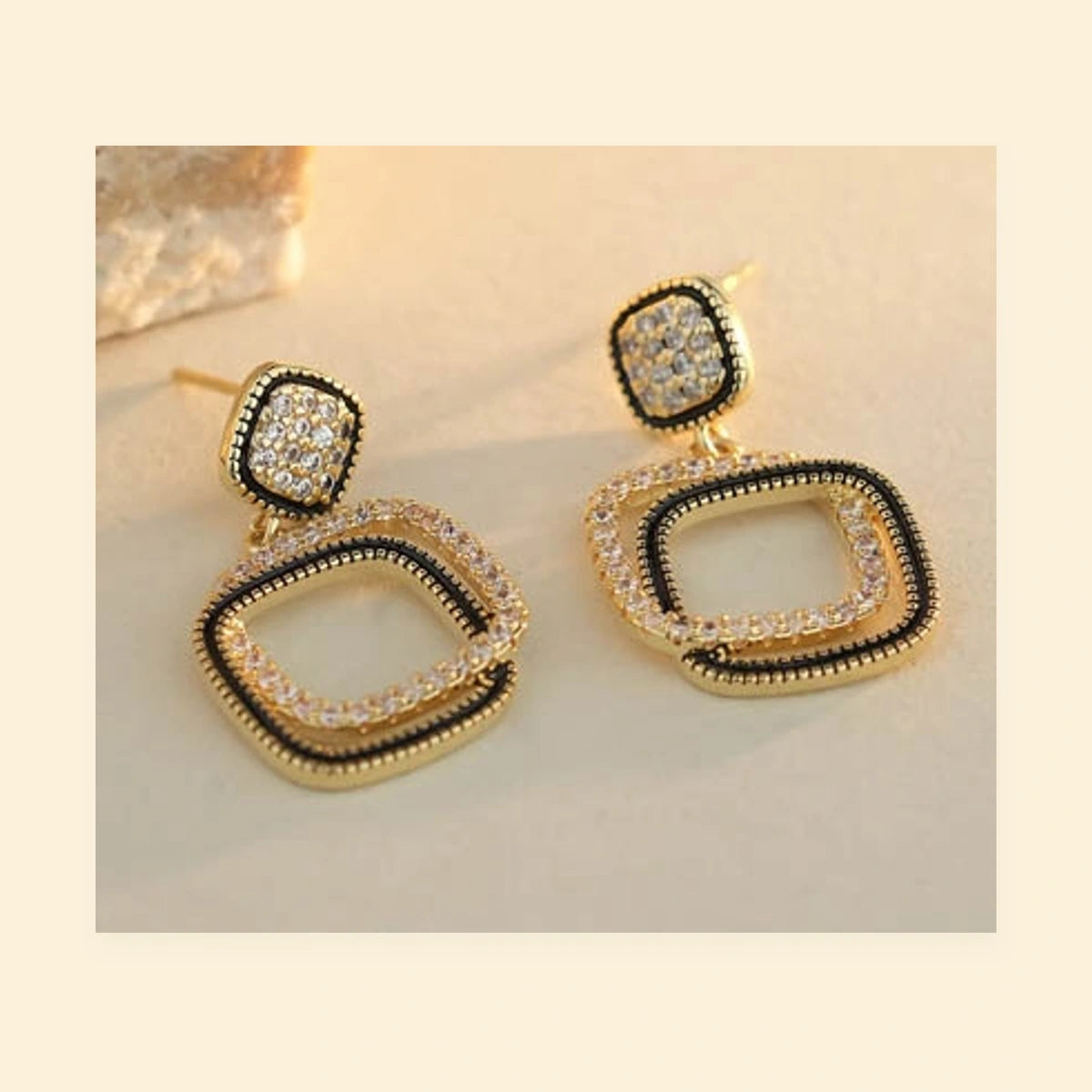 Gold Plated Sterling Silver CZ Set Stud Earrings – AES214