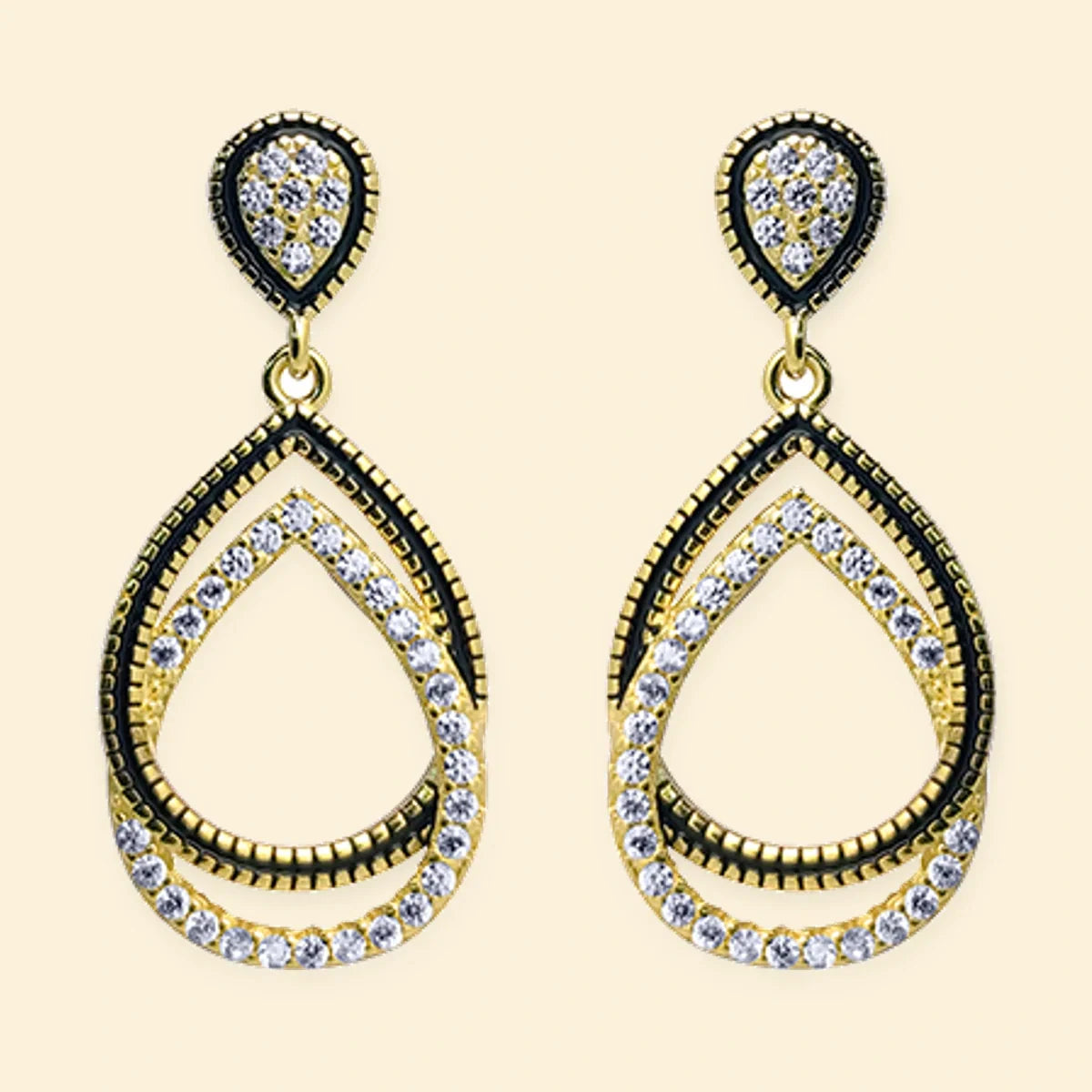 Gold Plated Sterling Silver CZ Set Stud Earrings – AES215