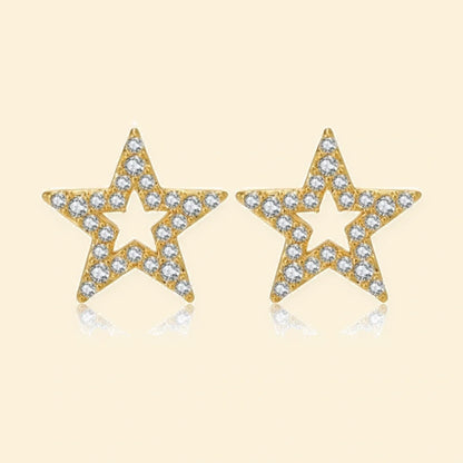 Gold Plated Sterling Silver CZ Set Stud Earrings – AES216