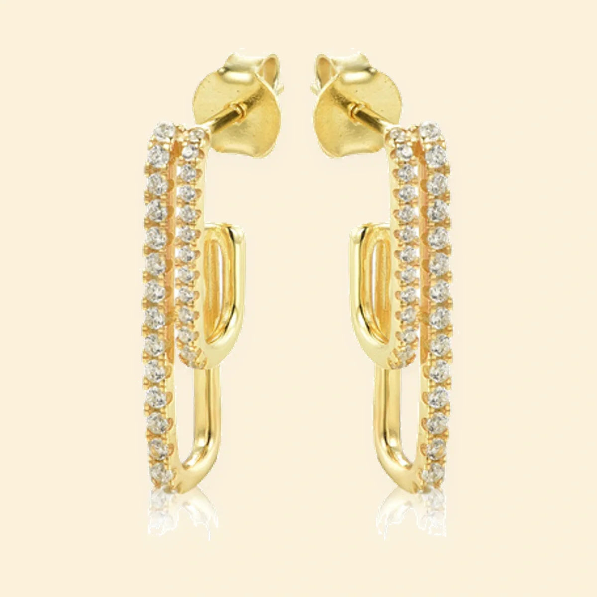 Gold Plated Sterling Silver CZ Set Stud Earrings – AES234