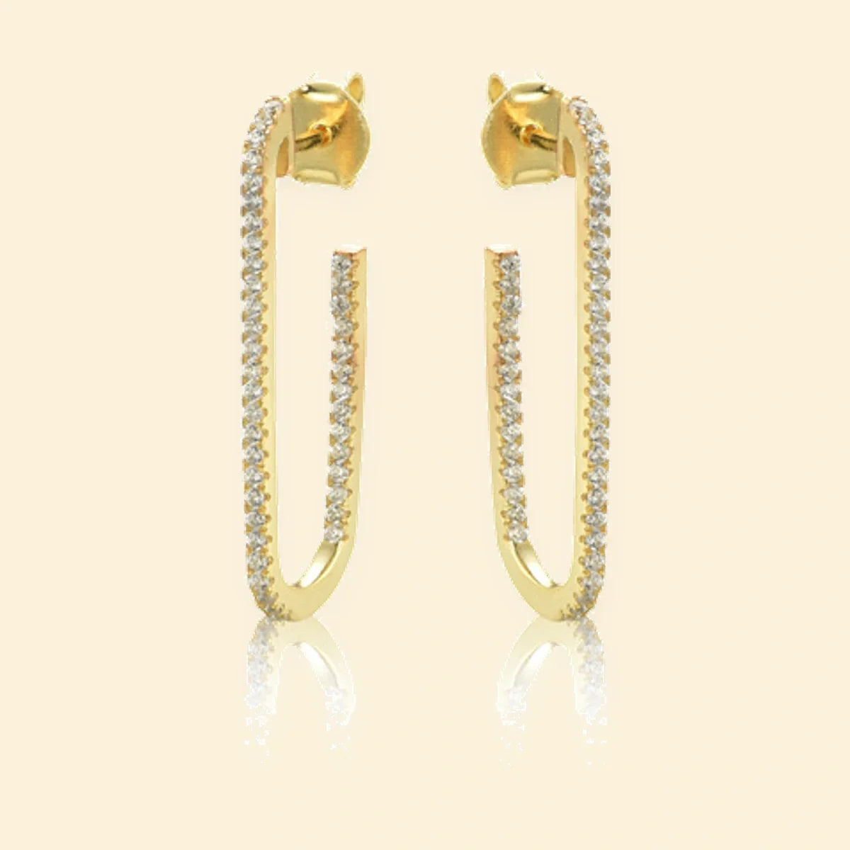 Gold Plated Sterling Silver CZ Set Stud Earrings – AES235