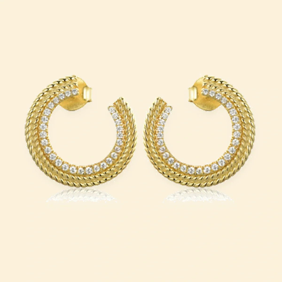 Gold Plated Sterling Silver CZ Set Stud Earrings – AES236