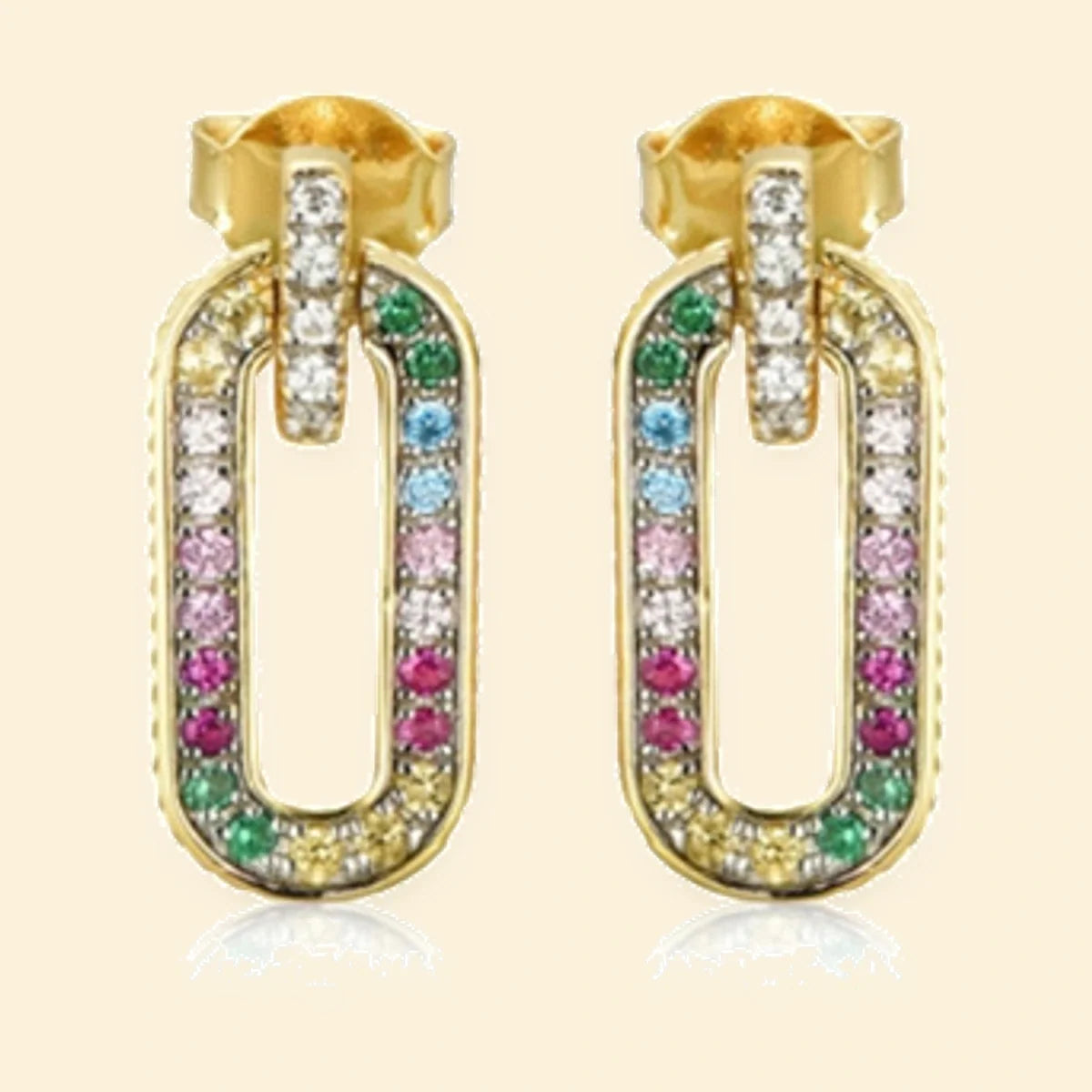 Gold Plated Sterling Silver Multi Col CZ Set Earrings – AES240