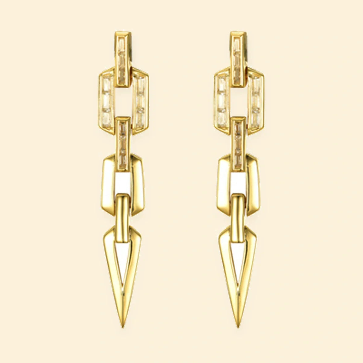 Gold Plated Sterling Silver CZ Set Stud Drop Earrings – AES241
